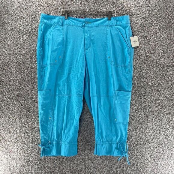 Rafaella Pants Womens 20W Blue Modern Weekend Capri Low Rise Straight Hip Plus - Picture 1 of 13